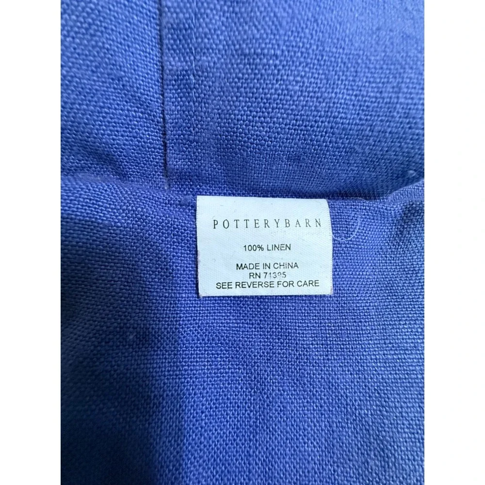 Pottery Barn 100% Linen Shams‎ Purple White Shell Like Buttons 19